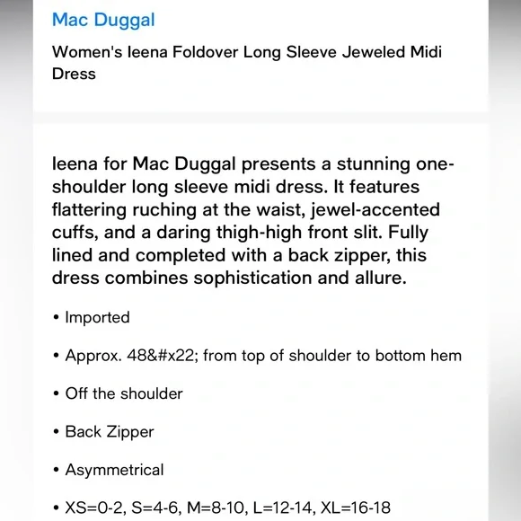 Mac Duggal Women's leena Foldover Long Sleeve Jeweled Midi Dress - Picture 14 of 14